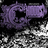 Pixelated purple creature with black eye on grayscale rocky background, accompanied by blue pixel text reading "we say what we feel and just walk away then we stop ourselves".