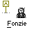 Pixelated character with black hair and white face in dark suit, displayed across six positions on gray background