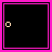 Two side-by-side animated frames of a pixelated icon with black backgrounds, pink borders, and beige square outlines that gain small dots in the second frame.