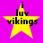 Yellow star with black text "i luv vikings" on bright pink background, four identical static frames arranged in a