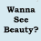 A four- shows a person in a white patterned top and dark shorts on a sandy beach, with text reading "Wanna See Beauty?" in the top-left