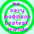 Four identical circular icons with green concentric rings and purple text reading 'me kevy maddison bestest friends' on a light cyan background.
