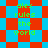 Pixelated text 'alex rules the world' in green on alternating red and cyan squares, with two distinct background patterns visible across observations.