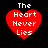 Four red heart-shaped icons with white text "The Heart Never Lies" on black background, arranged in two of two