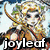 Pixelated character with blonde hair and green leaves, holding a bow; text reads "joyleaf" above and "Effquest!" below.