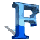 nine identical blue and light-blue stylized letter 'F' icons with dark gray shadows on a light gray background