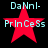 Four identical red star-shaped icons with light blue text 'DaNnl-' above and 'PrlnCeSs' below, displayed in a on a black background