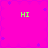 Four identical green 'HI' text icons arranged in a on a bright pink background with purple decorative patterns