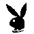 Pixel art icon featuring a black rabbit silhouette with blue accents, a blonde character in a blue top, and partial text reading "I Can Be YOUR playboy BUNNY".