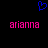 Blue pixelated heart symbol above two identical pink text 'arianna' labels on black background.