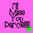 Pixelated text 'I'll Miss You Darce' with a star symbol on colored backgrounds.