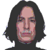 Two side-by-side pixelated images of a person with long dark hair, showing different facial expressions against a white background.