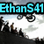 Pixelated image of a BMX rider mid-air performing a trick with a crowd in the background, text overlays reading 'EthanS41', 'Loves', and 'BMX' in different colors.