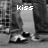 A black-and-white animated sequence shows a figure in motion with text overlays reading 'kiss', 'me', and 'again'