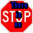 Red octagonal stop sign with white text 'STOP' and blue text 'There is no' overlaid, blue fish with green fins swimming above blue text 'SWIMMING!' on white background.