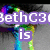 A four- displays a colorful eye with rainbow hues and text overlays reading 'BethC36 is random! Visit her site!' in white letters on purple backgrounds