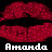 Pixelated red lips with pink dots on black background, two instances of 'Amanda' text below in white and red.