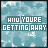 Animated sequence of a teal background with white text reading 'AND YOU'RE GETTING AWAY' where the letter 'A' in 'AWAY' changes from solid to pixelated across frames.