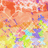 Pixelated abstract background with orange, yellow, and purple hues features a prominent 'Kayley' text overlay in white letters on a solid purple rectangle.