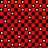 Red and black checkered background with scattered yellow and white pixels, featuring large light gray text reading "KING ME" in the lower-left corner.