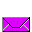 Pixelated purple envelope icon with white paper and gray checkered background in multiple states of opening.