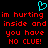 A pixelated image with red text on a black background, featuring a cyan heart symbol above the text.