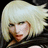 Pixelated image of a person with short white hair and dark clothing against black background, next to yellow with bold text