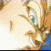 A character with spiky golden hair and green eyes in a close-up view, showing subtle facial expression changes across four