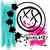 Static pixelated icon featuring a cartoon character in pink attire with black circular outlines and teal vertical stripes on the left side.