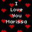 Pixelated black background with red heart symbols and white text reading "I Love You Marissa" in multiple repeated instances.