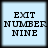 Four identical light blue square with black borders display 'EXIT NUMBER NINE' text in bold pixelated font