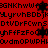Red background with repeating black alphanumeric text and scattered black starburst shapes.