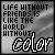 Static image with repeated text and animated color effects on 'color' word against gray background.