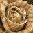 A static pixelated image of a brown rose with layered petals, rendered in low resolution.