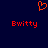 Red pixelated text 'Bwitty' appears twice on a dark blue background with a red heart symbol above.
