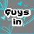 Gray background with light blue heart and arrow patterns, featuring black text in white-outlined boxes reading "Guys in Uniform are Hott!!".