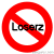A red prohibition symbol overlays a white background with the text 'Loserz' in black, while green pixelated text reads 'Original Icons .com' on a dark green backdrop.