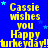 Blue background with yellow text reading 'Gassie wishes you Happy turkeyday!' repeated in a pattern, scattered light blue stars