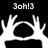 Black-and-white animated icon with '3oh!3' text above hands forming a circle, alternating between white-on-black and black-on-white backgrounds.