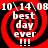 Red and black spiral background with white text reading 'best day ever !!!' in four quadrants, top-left to bottom-right.