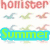 Animated sequence showing multiple variations of the Hollister brand logo with changing text overlays and bird silhouettes.