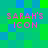 Pixelated of green and blue squares with pink text reading 'SARAH'S ICON' repeated four times in a arrangement