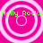 A static image with a bright pink background featuring four white concentric circle patterns arranged in a , overlaid with green text reading "Holly Rocks" repeated twice