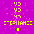 Static pixel art with repeating yellow text and numbers on a purple background, featuring a gray rectangle in the bottom-right corner.