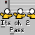 Pixelated yellow figures with white heads perform sequential arm movements against a gray striped background, text reads "Its ok 2 Pass" below.