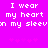 Pixelated text on bright pink background with repeated heart symbols below.