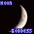 crescent moon icons with blue pixelated text labels on a black background, some showing a gray rectangular overlay