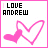 nine identical square with pink borders, each containing text and a heart symbol