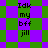 Pixelated text 'Idk my bff jill' on green and purple checkered background with diamond-shaped pattern variations.