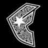 A pixelated silver shield with a white star on its upper left, positioned against a black background with text reading "Famous" above and "Stars And Straps" below.